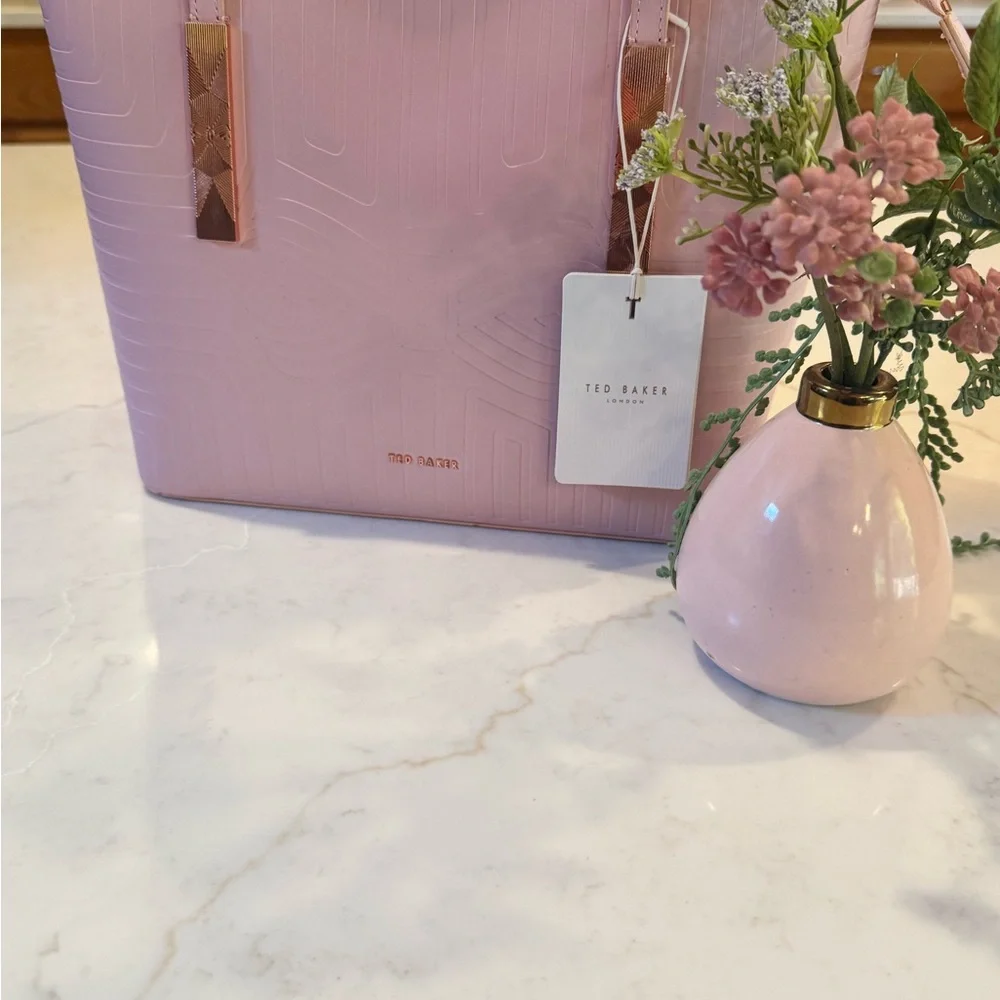 Ted Baker Pink Embossed Tote with Gold Accents